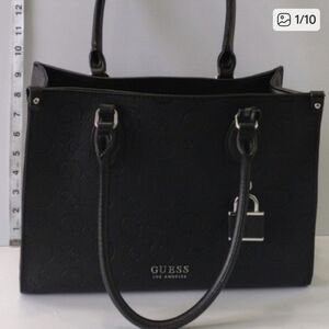 G By Guess Black Embossed Signature Women's Square Tote Bag